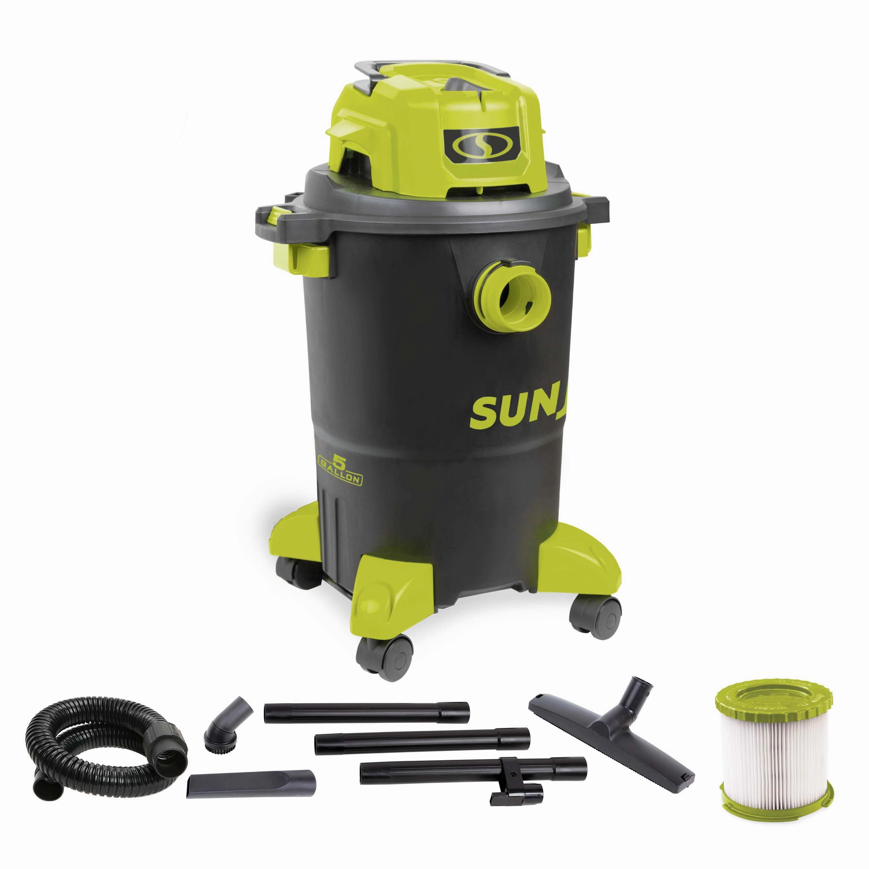 Sun Joe SWD5000 HEPA Filtration Wet/Dry Shop Vacuum w/ Cleaning Attachments | 5-Gal | 1200-Watt | 7.0 Peak HP | For Home. Workshops. Pet hair & Auto Use