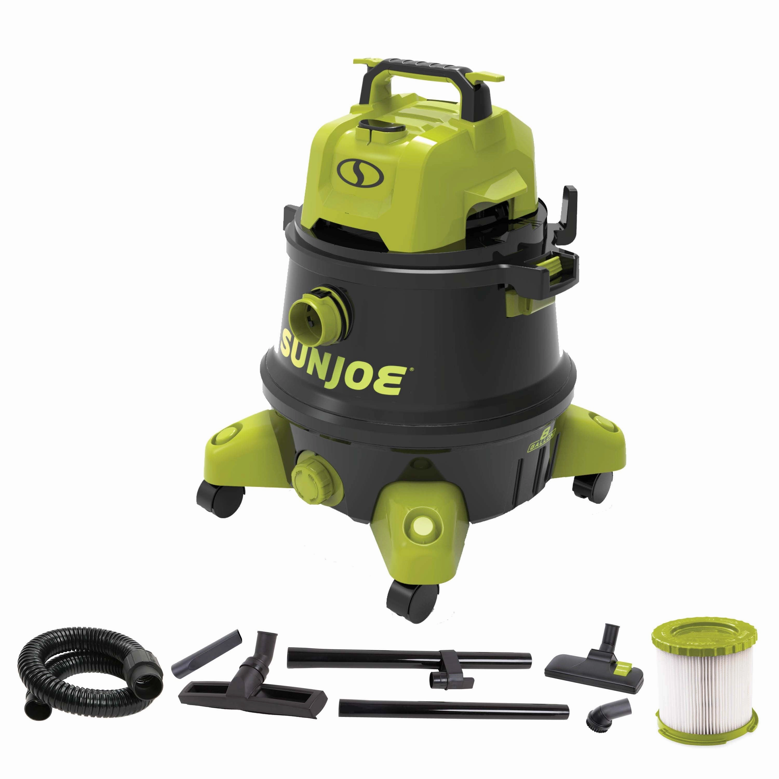 Sun Joe SWD8000 HEPA Filtration Wet/Dry Shop Vacuum w/ Cleaning Attachments | 8-Gal | 1200-Watt | 6.5 Peak HP | For Home. Workshops. Pet hair & Auto Use